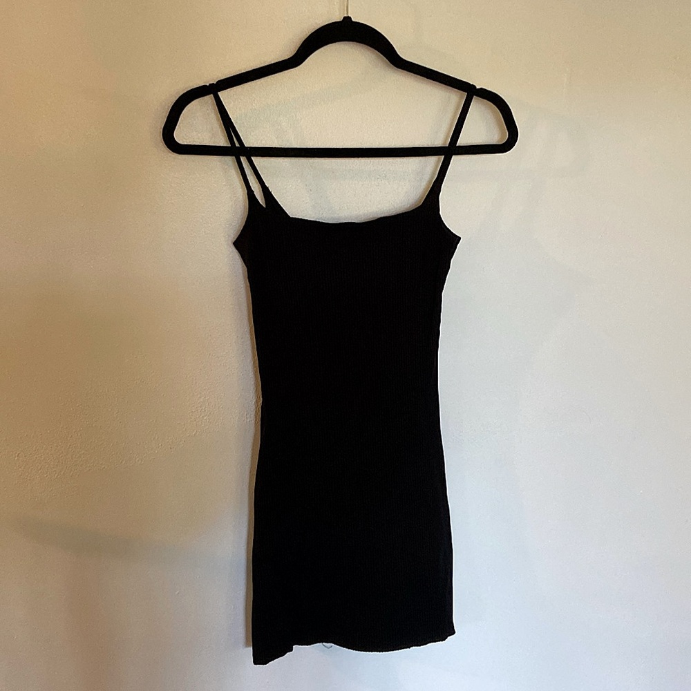 Small black mini ribbed Reformation dress